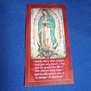 Vintage Our Lady Of Guadalupe Catholic Small Prayer Devotional Card - Undated